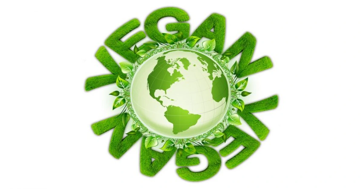a vegan logo made from green plants
