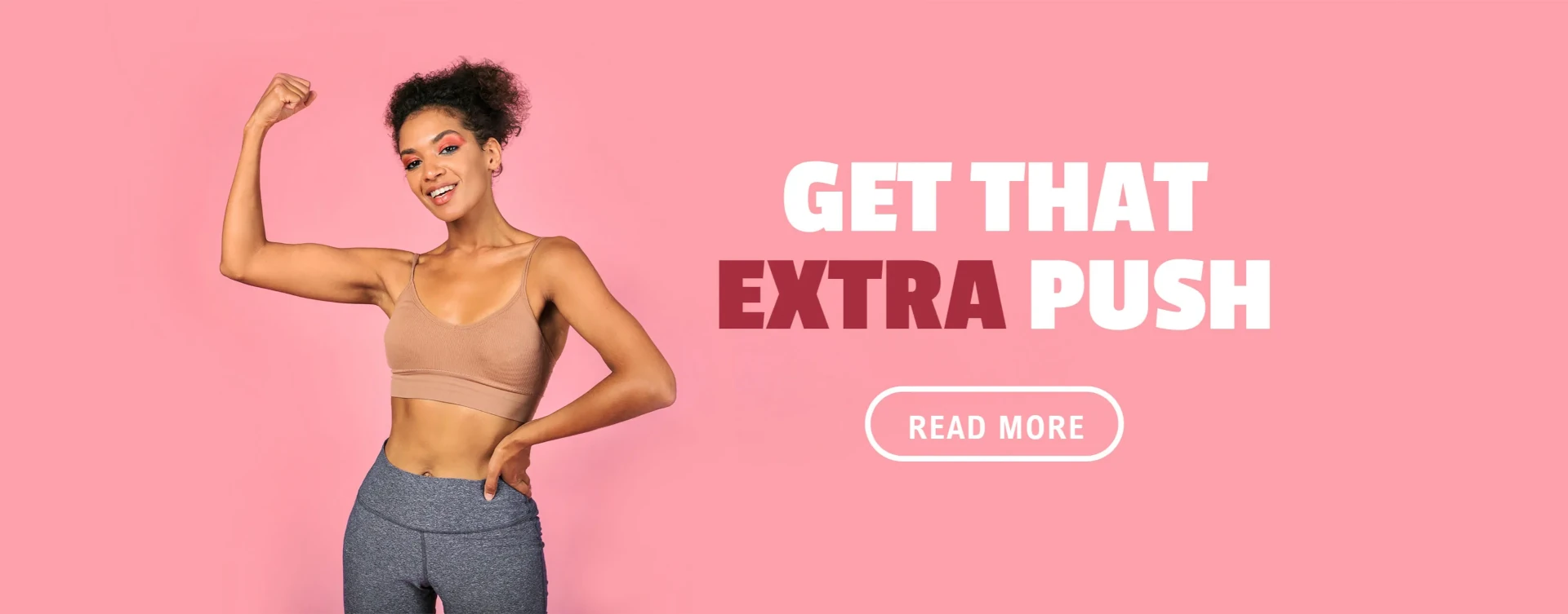 Pink banner with two hands holding Herbex Attack the fat extra products